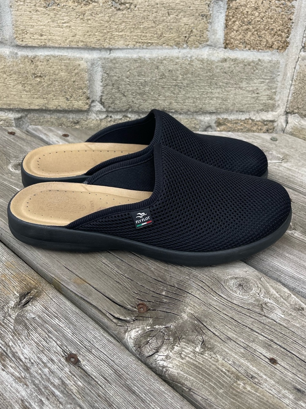 Fly Flot Slip On Shoes Clog Fabric Mesh Leather Mules Slipper EU 41 US 10